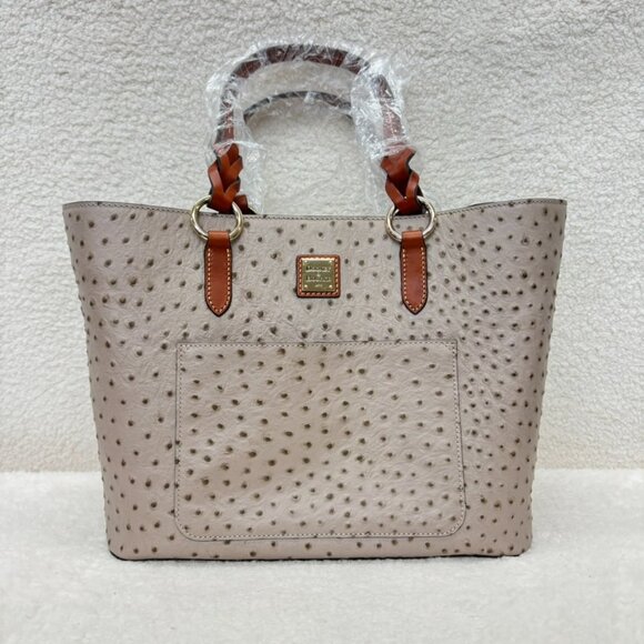 DOONEY & BOURKE - Tammy Tote Light Taupe Italian Leather Ostrich NEW $398 msrp - Picture 4 of 14